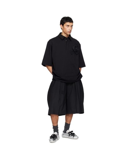 Simone Rocha Black Pressed Rosette Rugby Jersey Polo for men