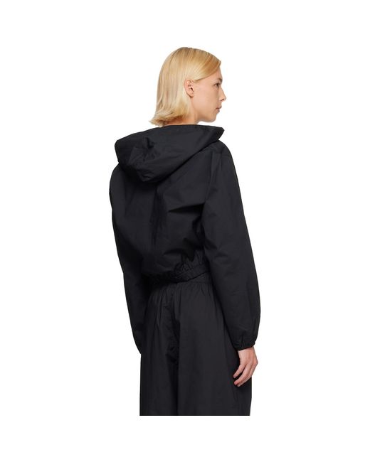Skims Black Woven Cotton Cropped Zip Up Jacket