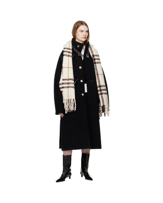 Burberry Black Off- Check Alpaca Wool Blend Bouclé Scarf