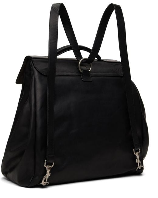 メンズ Dries Van Noten ブラック レザー バックパック Black