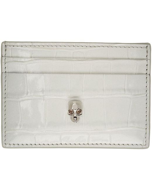 Alexander McQueen Off White Croc-embossed Skull Wallet