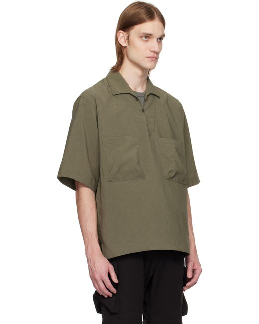Snow Peak Green Khaki Pe Light Poplin Shirt for men