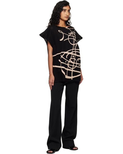 Vivienne Westwood Black Beach Top Graffiti Orb Cover-Up Top