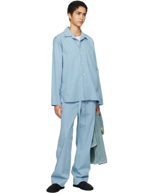 Pantalon De Pyjama Bleu En Popeline De Coton Exclusif À Ssense Édition Auralee Tekla en coloris Blue