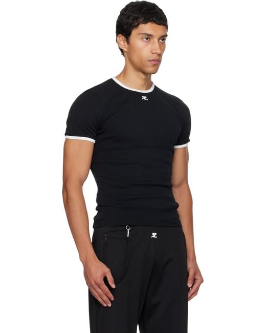 Courreges Black Signature Contrast T-Shirt for men