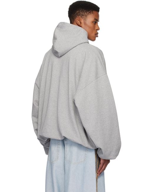 Vetements Gray 'vet' Cropped Boxy Hoodie for men