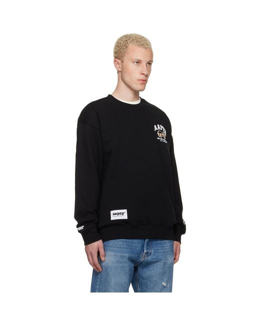 Aape By A Bathing Ape Black 'Aaper' Crew Neck Sweatshirt for men