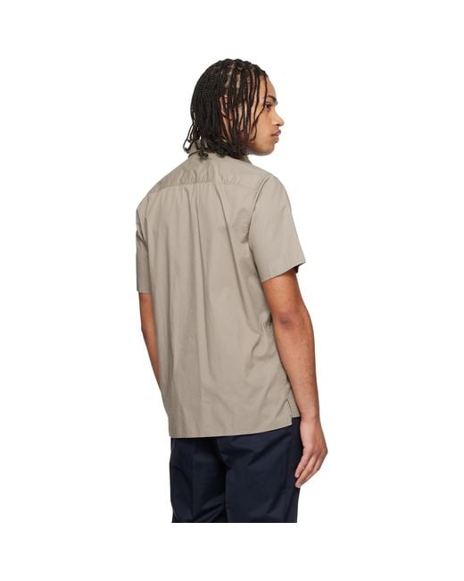 HUGO Black Taupe Relaxed-Fit Stretch Cotton Shirt for men