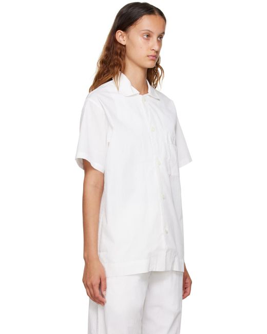 Tekla White Off- Striped Pyjama Shirt