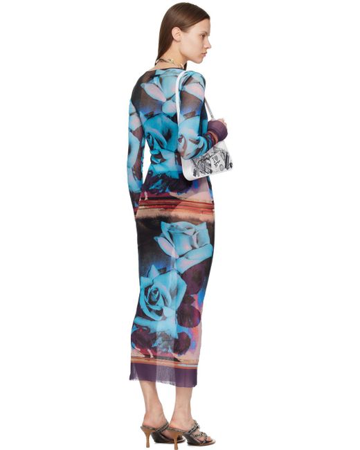 Jean Paul Gaultier Blue Roses Maxi Dress
