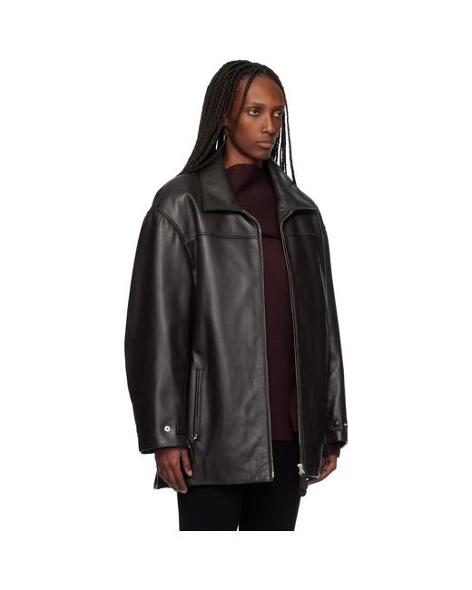 Courreges Black Oversized Leather Jacket