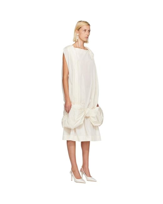 Simone Rocha White Off- Bow Hem Egg Midi Dress