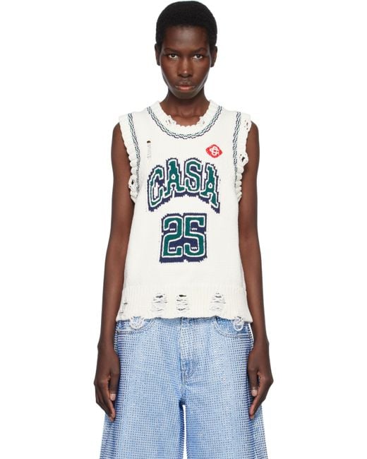 Casablanca Black Off- Intarsia Baseball Tank Top