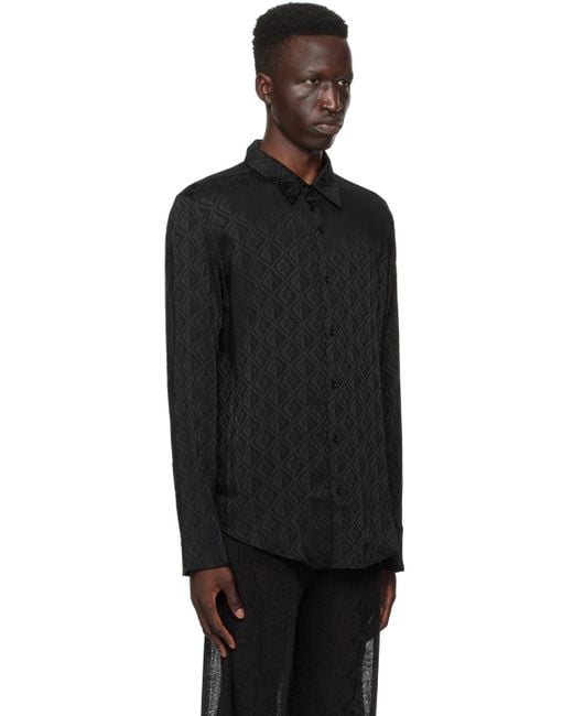 MARINE SERRE Black Jacquard Shirt for men