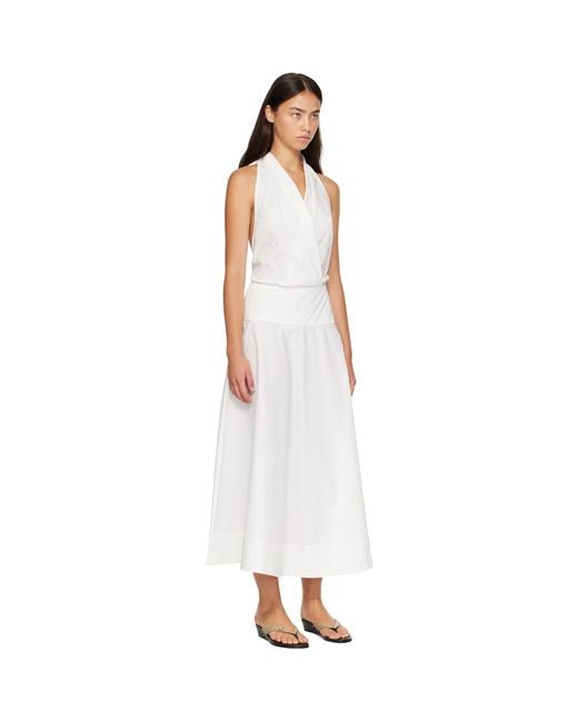 St. Agni White Halter Circle Hem Midi Dress
