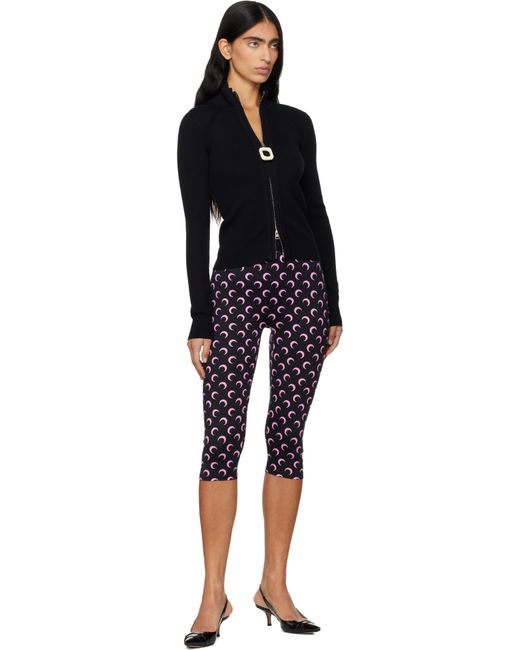 MARINE SERRE Black Recycled Moon Jersey Capri Leggings