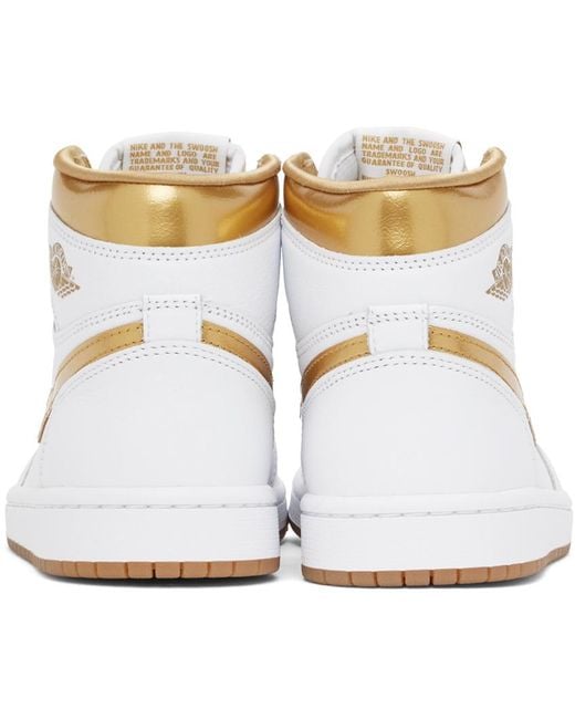 Nike White & Gold Air Jordan 1 Retro High Og Sneakers