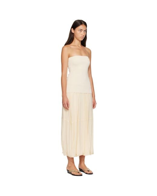 St. Agni Natural Off- Strapless Balloon Hem Maxi Dress