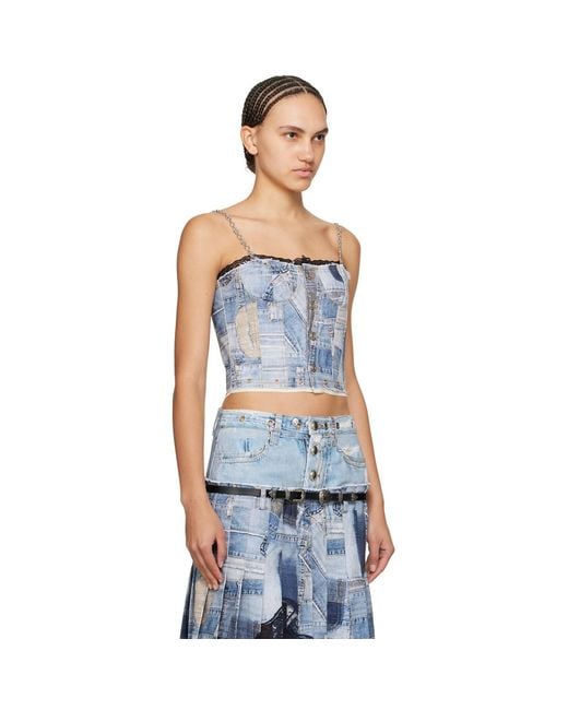 ANDERSSON BELL Black Trompe L'Œil Denim Tank Top