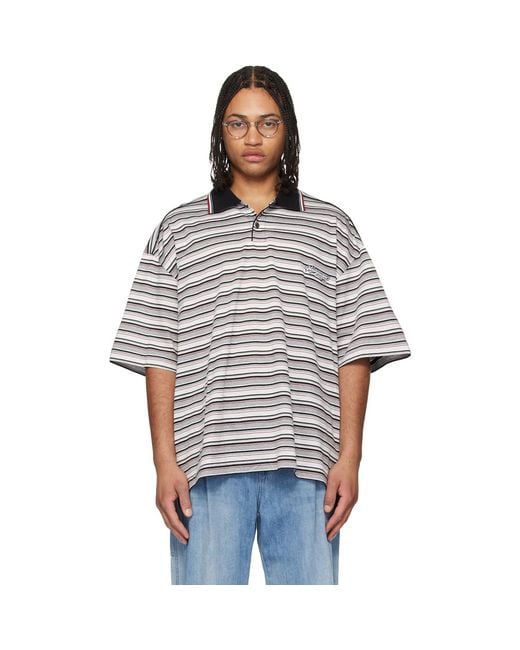 Wooyoungmi Gray Striped Polo for men
