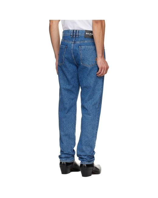 Balmain Blue Straight-Cut Jeans for men