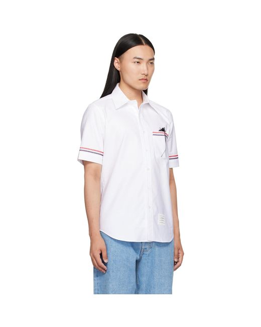 Thom Browne White Straight Fit Oxford Shirt for men