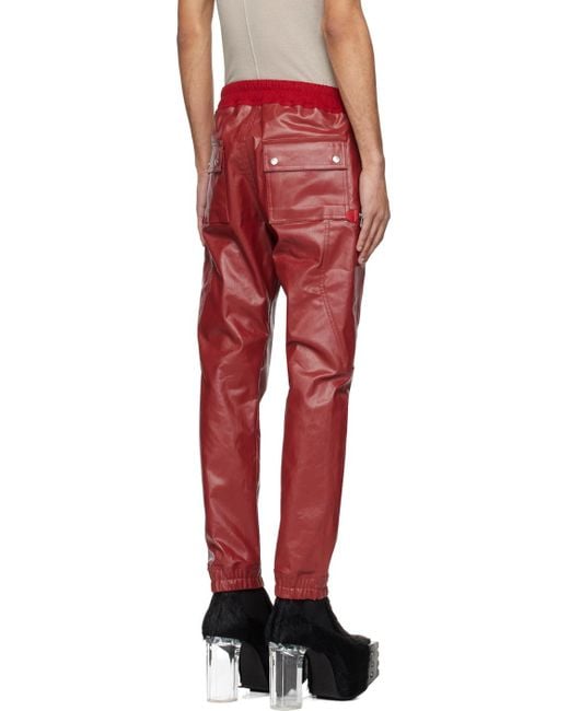 Rick Owens Red Bauhaus Cargo Pants for men
