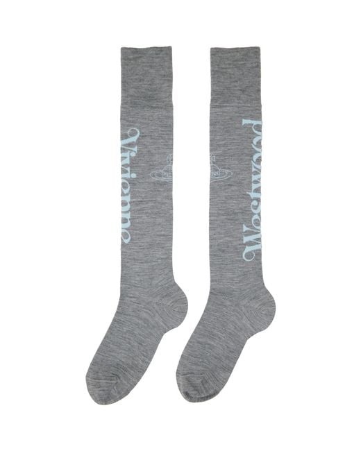 Vivienne Westwood Gray Half Logo High Socks