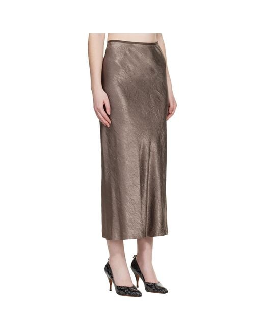 Maison Margiela Brown Taupe Satin Midi Skirt