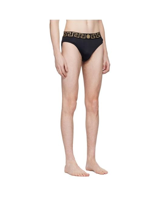Versace Black Nylon-Blend Swim Briefs for men