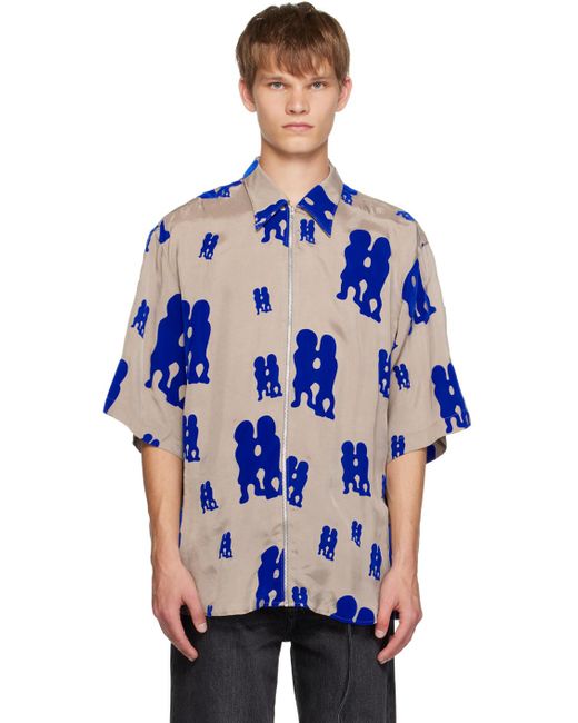 Chemise à motif graphique feutré Acne pour homme en coloris Blue