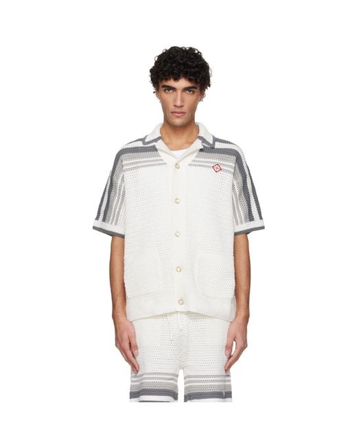 Casablanca White Off- Tennis Crochet Shirt for men