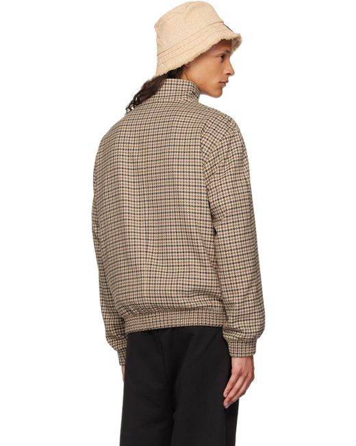 HUGO Brown Houndstooth Bomber Jacket for men