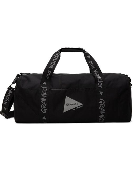 And Wander Black Gramicci Edition Multi Patchwork Boston Duffle Bag for men