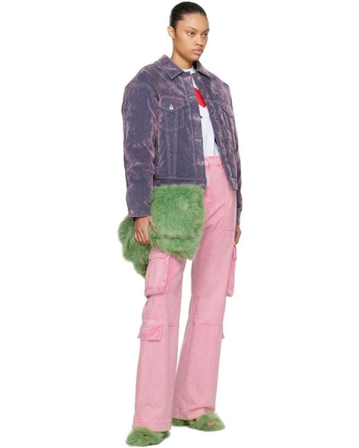 MSGM Green Faux-fur Heeled Sandals