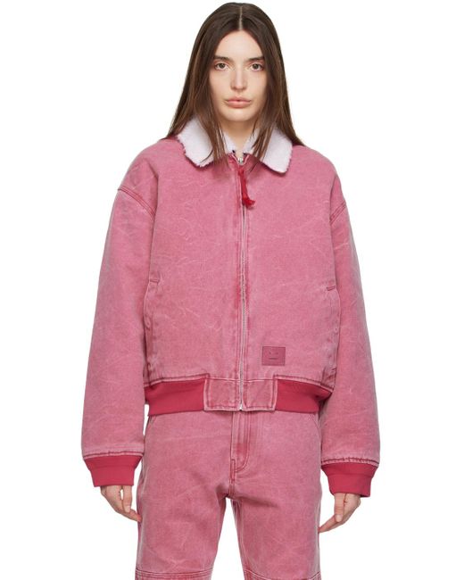 Acne Pink Zip Bomber Jacket