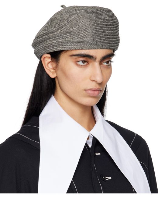 Y's Yohji Yamamoto グレー Paper ブレイド タック ベレー帽 Gray