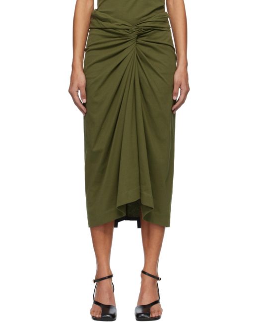 Jupe Midi Verte En Jersey À Ornement Noué Dries Van Noten en coloris Green