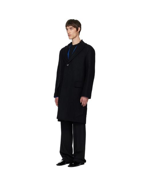 Dries Van Noten Black Wool Collar Coat for men