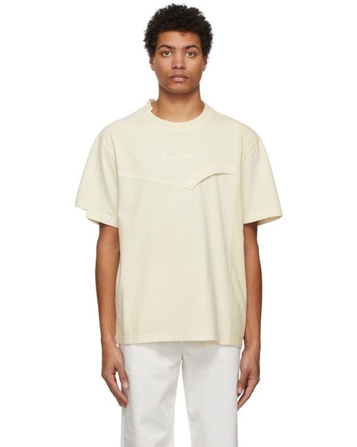 Feng Chen Wang Off-white Hand-dyed Double Collar T-shirt for men