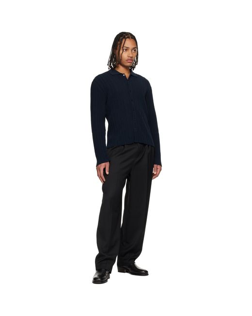 LE17SEPTEMBRE Black Two Tuck Wool Trousers for men