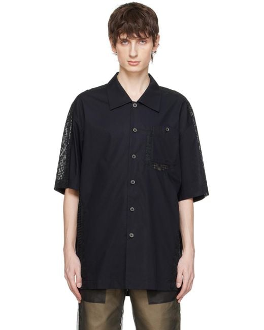Feng Chen Wang Black Lace Overlay Shirt for men