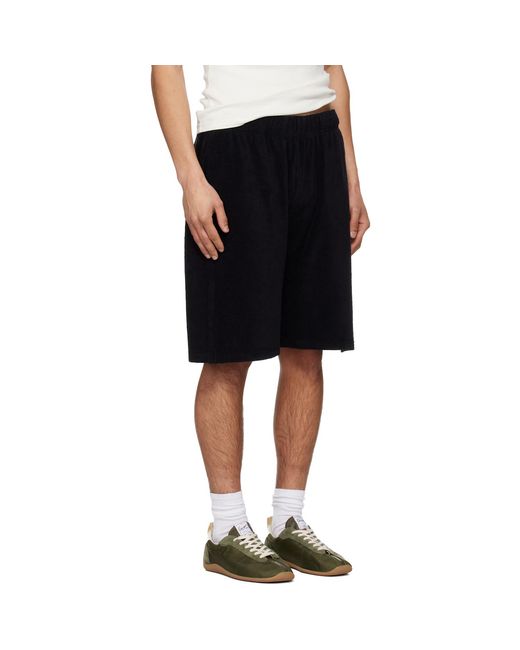 Courreges Black Spongy Sports Shorts for men