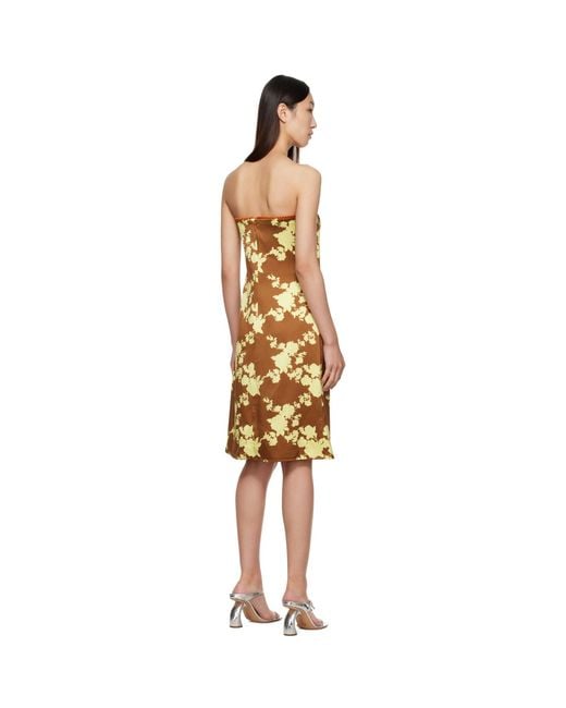 Versace Black Wild Roses Strapless Midi Dress
