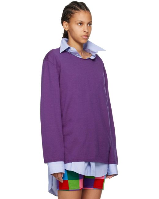 Comme des Garçons Purple Dropped Shoulder Sweater