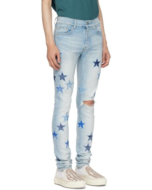 Amiri Blue Bandana Star Denim Jeans for men