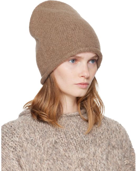 Lauren Manoogian Brown Taupe Crown Beanie