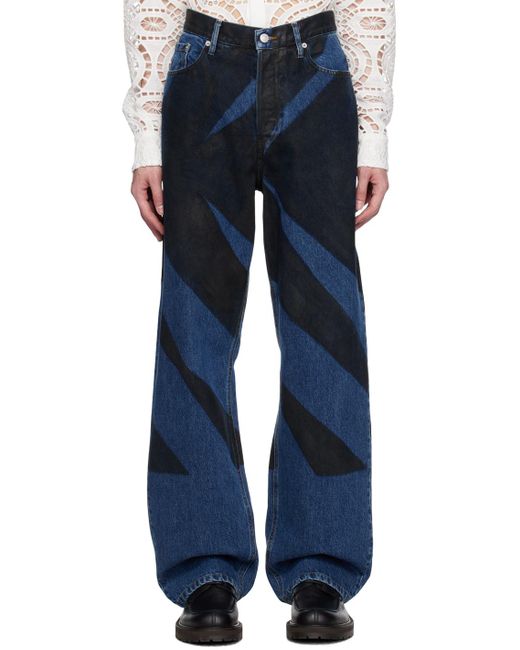 Dries Van Noten Blue Printed Jeans for men
