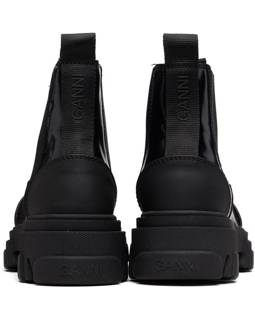 Ganni Black Cleated Low Chelsea Boots