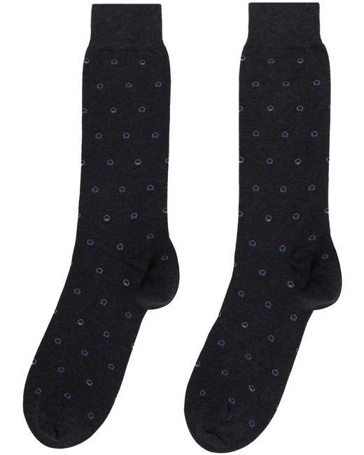 Ferragamo Black Gray Medium Gancini Jacquard Socks for men